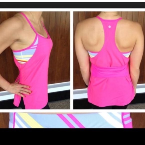 lululemon athletica Tops - Lululemon Hot Pink Tank w Built-In Bra Size 4 EUC
